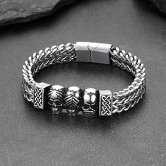 Gothic Totenkopf Keltischer Knoten in Edelstahl Armband