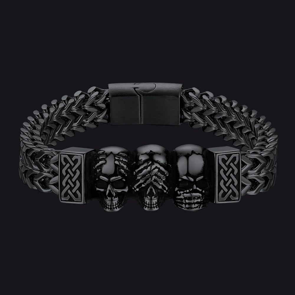 Gothic Totenkopf Keltischer Knoten in Edelstahl Armband