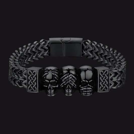Gothic Totenkopf Keltischer Knoten in Edelstahl Armband