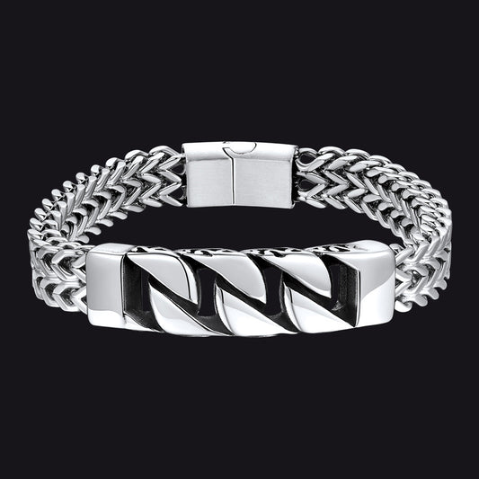 Schweres keltisches Knoten-Kuba-Gliederarmband aus Edelstahl