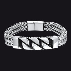 Schweres keltisches Knoten-Kuba-Gliederarmband aus Edelstahl