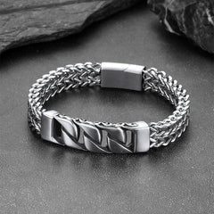 Schweres keltisches Knoten-Kuba-Gliederarmband aus Edelstahl