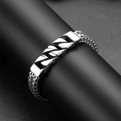 Schweres keltisches Knoten-Kuba-Gliederarmband aus Edelstahl