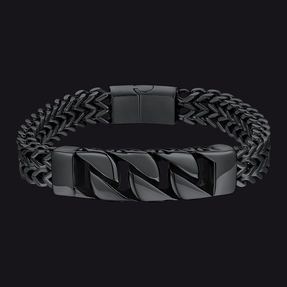 Schweres keltisches Knoten-Kuba-Gliederarmband aus Edelstahl