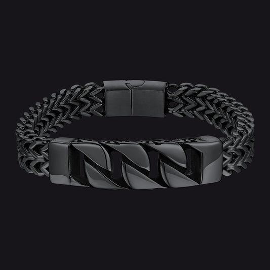 Schweres keltisches Knoten-Kuba-Gliederarmband aus Edelstahl