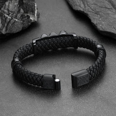 Gothic 3 Totenkopf geflochtenes Lederarmband Geschenk Vater Sohn Enkel