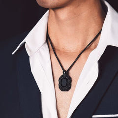 Colar de cristal com garra de dragão e caveira gótica masculino