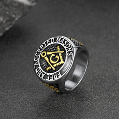 Stainless Steel Masonic Signet Ring Men Freemasonry