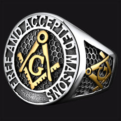 Stainless Steel Masonic Signet Ring Men Freemasonry