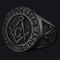 Stainless Steel Masonic Signet Ring Men Freemasonry