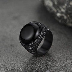 Vintage Masonic Black Onyx Ring Men Father