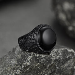 Vintage Masonic Black Onyx Ring Men Father