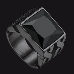 Keltischer Siegelring aus schwarzem Onyx aus Edelstahl für Herren