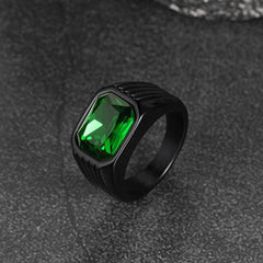 Anel de aço inoxidável com pedra listrada masculino tamanho 7-14
