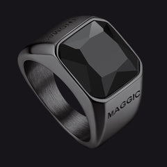 Anel masculino moderno com gravação de pedra preciosa CZ