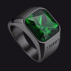 Anel masculino moderno com gravação de pedra preciosa CZ