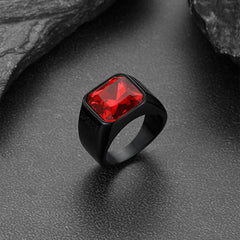 Anel masculino moderno com gravação de pedra preciosa CZ