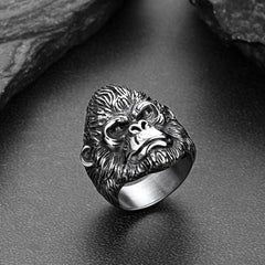 Anel Biker Gorilla King de Aço Inoxidável Masculino