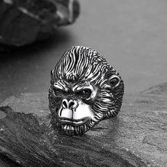 Anel Biker Gorilla King de Aço Inoxidável Masculino