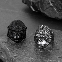 Anel Biker Gorilla King de Aço Inoxidável Masculino