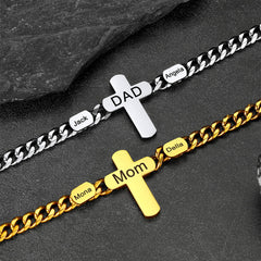 Personalisierte kubanische Kreuzkette mit mehreren Namen für Männer, 7 mm