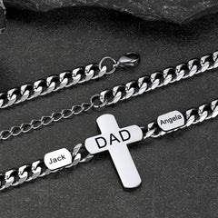 Personalisierte kubanische Kreuzkette mit mehreren Namen für Männer, 7 mm