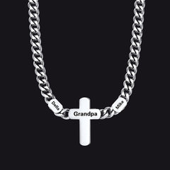 Personalisierte kubanische Kreuzkette mit mehreren Namen für Männer, 7 mm
