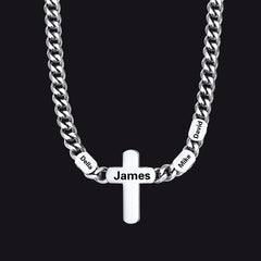 Personalisierte kubanische Kreuzkette mit mehreren Namen für Männer, 7 mm