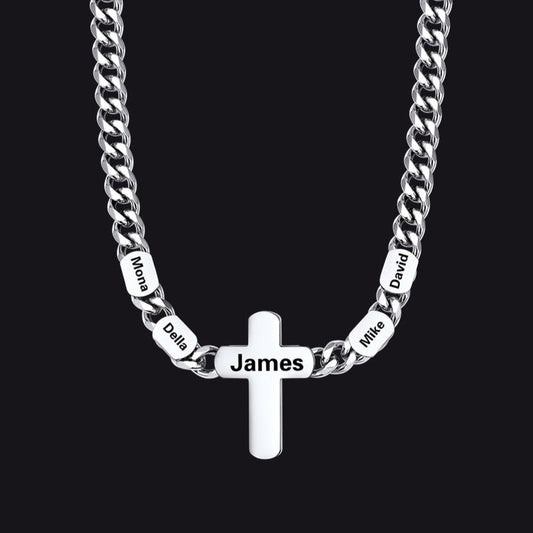 Personalisierte kubanische Kreuzkette mit mehreren Namen für Männer, 7 mm