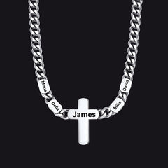 Personalisierte kubanische Kreuzkette mit mehreren Namen für Männer, 7 mm