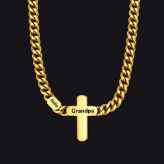 Personalisierte kubanische Kreuzkette mit mehreren Namen für Männer, 7 mm