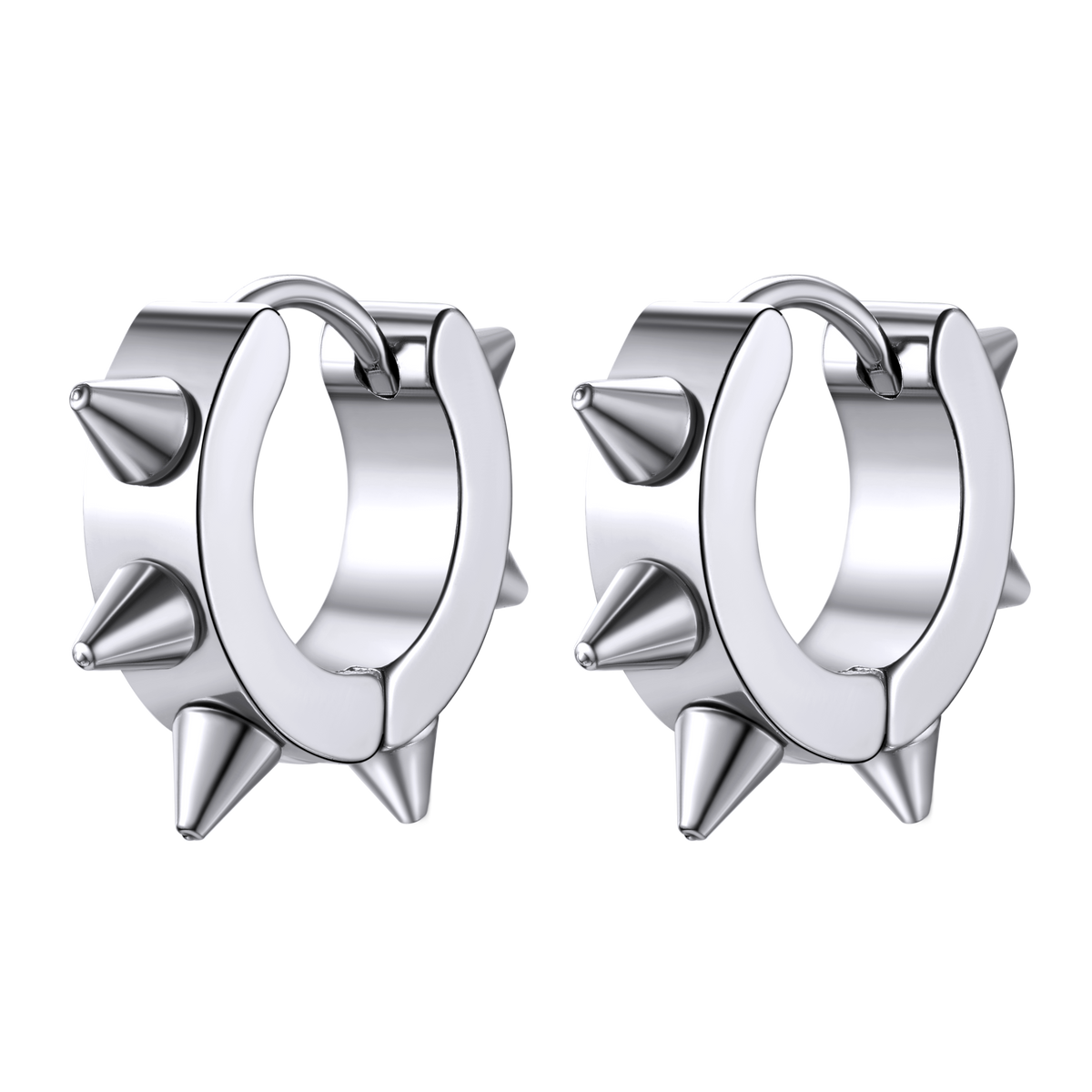 Punk Spike Rivet Huggie Hoop Earrings For Men Women