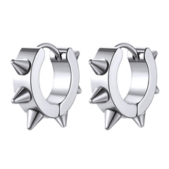 Punk Spike Rivet Huggie Hoop Earrings For Men Women