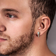 Sterling Silver Viking Raven Skull Earrings Studs With Celtic Knot For Men