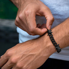 Conjunto de pulseiras de corrente cubana de arame farpado de 9 mm