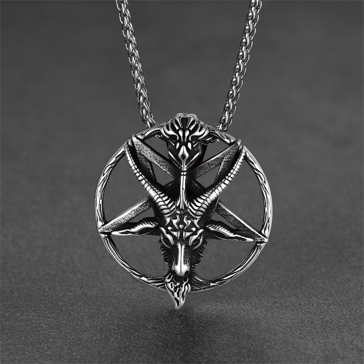 Colar de pentagrama de cabra satânico Baphomet para homens e mulheres