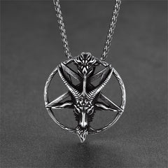 Colar de pentagrama de cabra satânico Baphomet para homens e mulheres