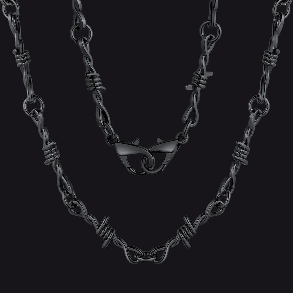 Gothic Thorn Barb Wire Chain Link Halskette Geburtstagsgeschenk für Männer