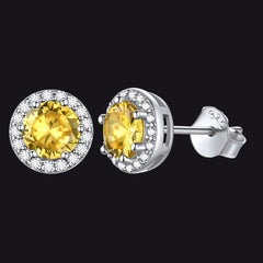 S925 Silber CZ Geburtsstein Ohrstecker Halo Ohrringe für Männer und Frauen
