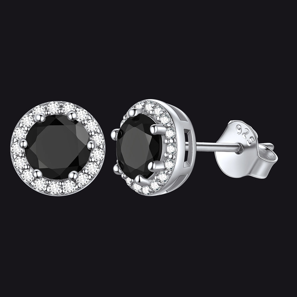 S925 Silber CZ Geburtsstein Ohrstecker Halo Ohrringe für Männer und Frauen