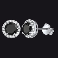 S925 Silber CZ Geburtsstein Ohrstecker Halo Ohrringe für Männer und Frauen