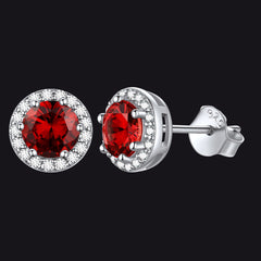 S925 Silber CZ Geburtsstein Ohrstecker Halo Ohrringe für Männer und Frauen