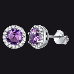 S925 Silber CZ Geburtsstein Ohrstecker Halo Ohrringe für Männer und Frauen