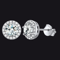S925 Silber CZ Geburtsstein Ohrstecker Halo Ohrringe für Männer und Frauen