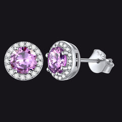 S925 Silber CZ Geburtsstein Ohrstecker Halo Ohrringe für Männer und Frauen