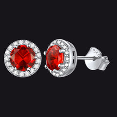 S925 Silber CZ Geburtsstein Ohrstecker Halo Ohrringe für Männer und Frauen
