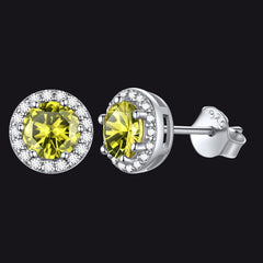 S925 Silber CZ Geburtsstein Ohrstecker Halo Ohrringe für Männer und Frauen