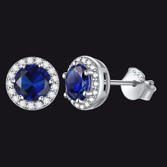 S925 Silber CZ Geburtsstein Ohrstecker Halo Ohrringe für Männer und Frauen