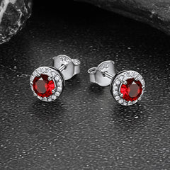 S925 Silber CZ Geburtsstein Ohrstecker Halo Ohrringe für Männer und Frauen
