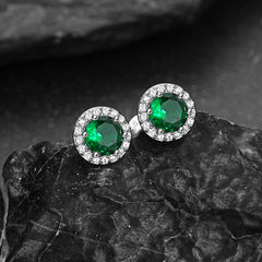 S925 Silber CZ Geburtsstein Ohrstecker Halo Ohrringe für Männer und Frauen